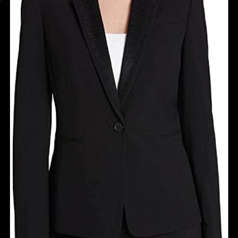 TAHARI Fitted Single Button Black Blazer